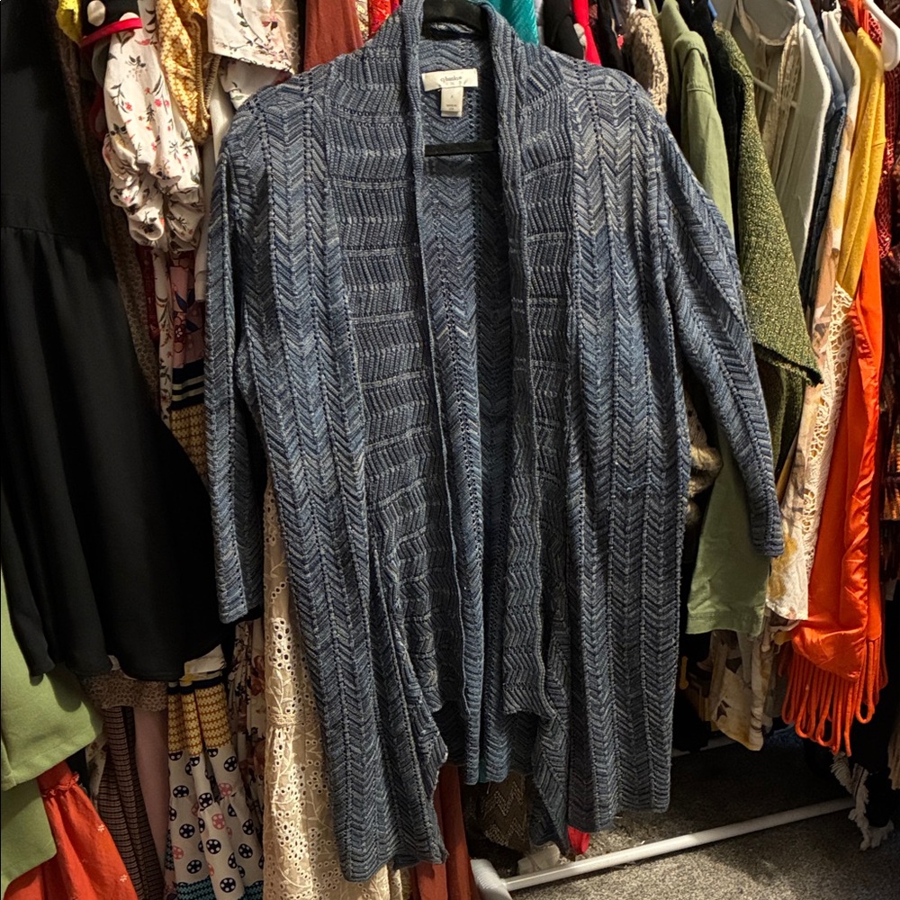 CJ Banks Blue Patterned Cardigan